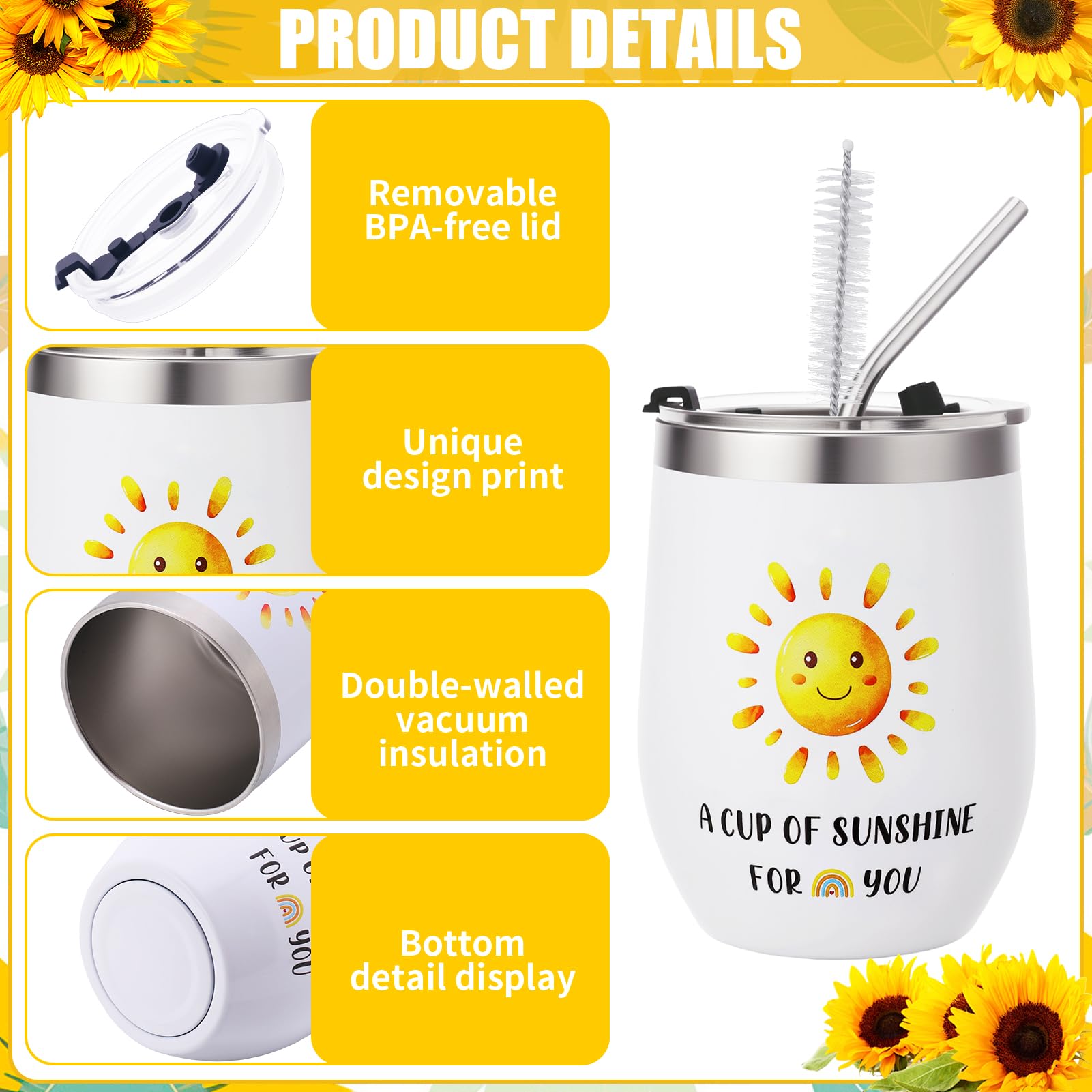 Guiqulai Birthday Gifts for Women,Self Care Gift for Women,Sending Sunshine Get Well Soon Gift,Care Package Sunflower Gifts Baskets for Mum Sister Wife Friends