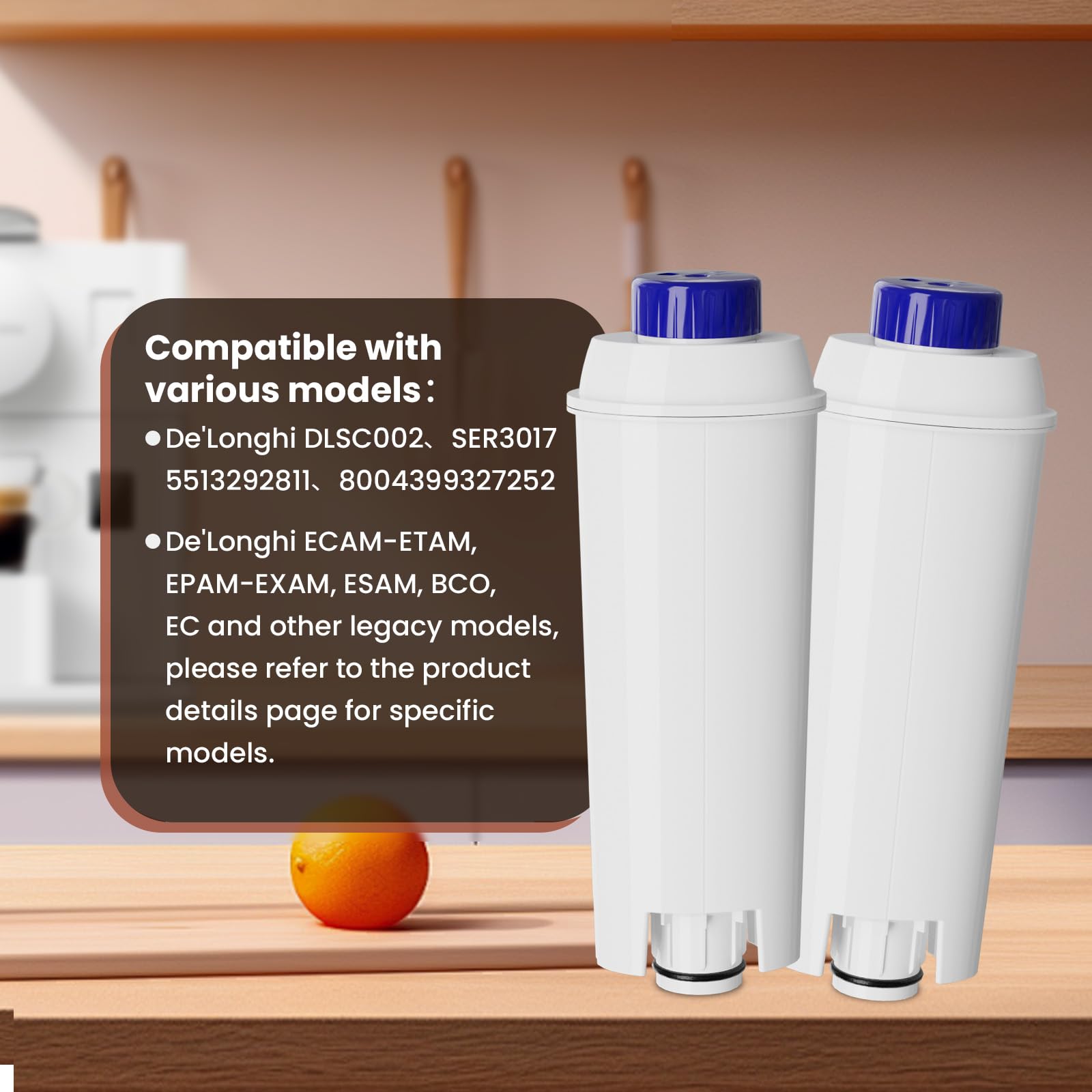 GOLDEN ICEPURE Coffee Machines Water Filter Compatible with De'Longhi DLSC002, SER3017 & 5513292811,De Longhi,ECAM, Esam, ETAM, BCO, EC-Series,6 Pack