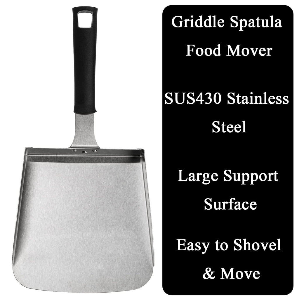 Yarlung 2 Pack Large Smash Burger Spatula, Stainless Steel Griddle BBQ Grill Shovel Scraper Scoop for Fried Food, Stir Fry, Hibachi Tools