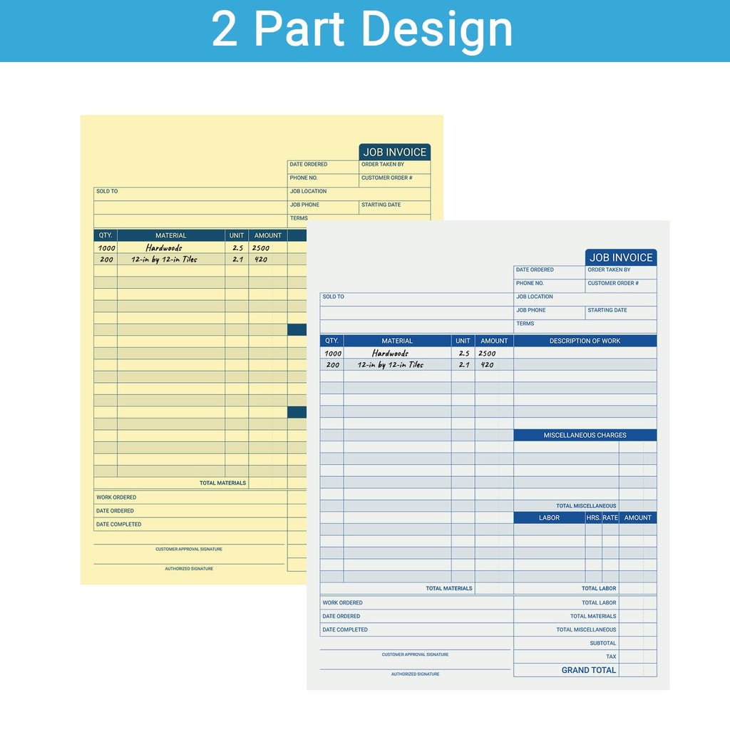 suituts 150 Sets Job Work Books, 2 Part Carbonless, 8.5X11 Inch Job Invoice Forms, Contractor Invoice Book and Repair Billing (50 Sets Each Pad, 3 Pad)