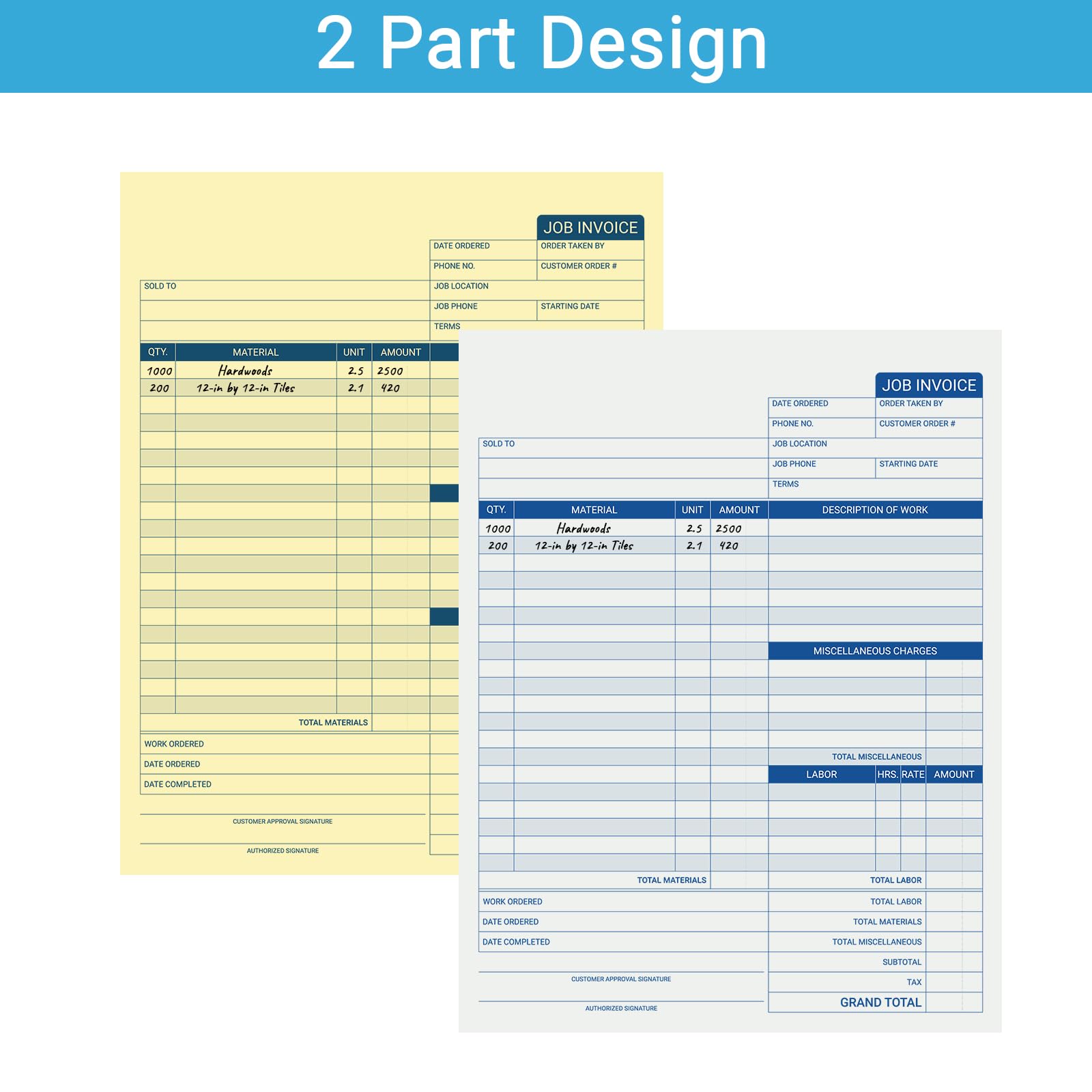 suituts 150 Sets Job Work Books, 2 Part Carbonless, 8.5X11 Inch Job Invoice Forms, Contractor Invoice Book and Repair Billing (50 Sets Each Pad, 3 Pad)
