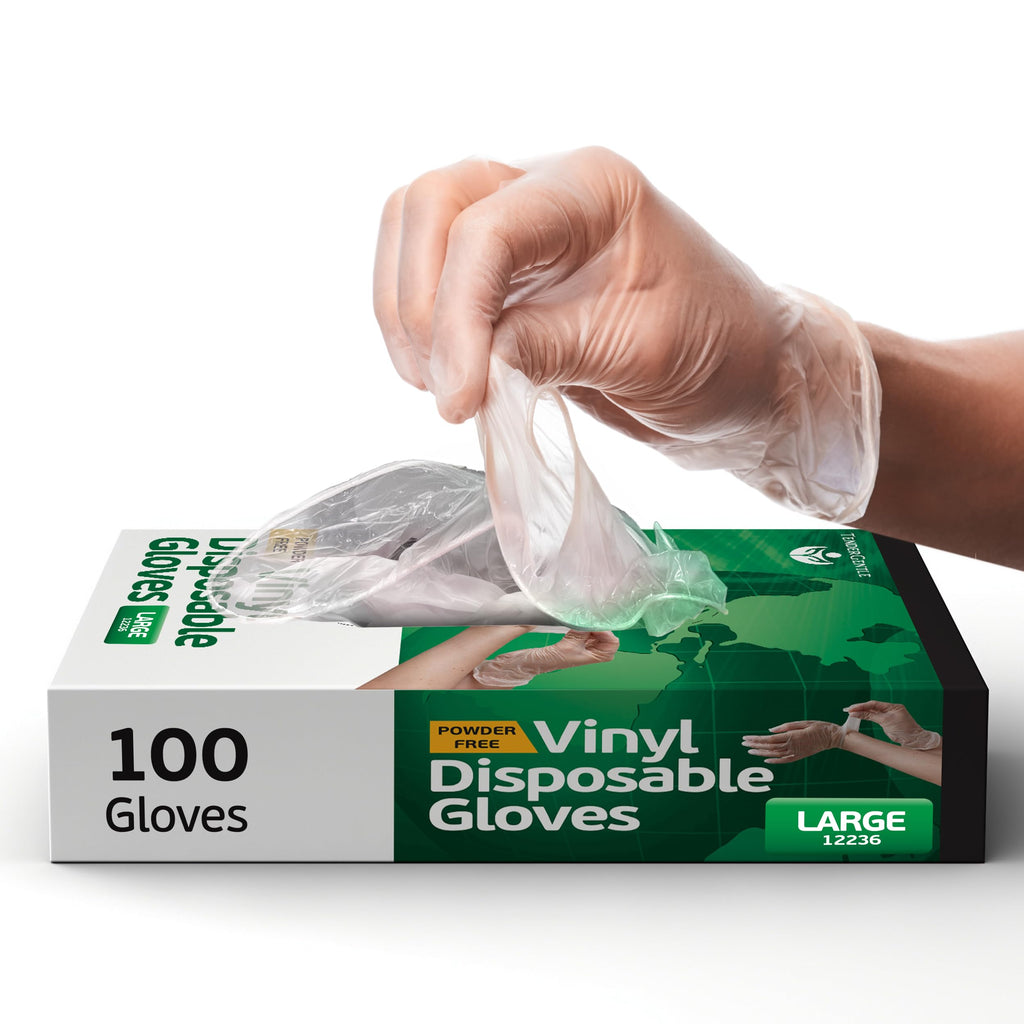TenderGentle Vinyl Disposable Gloves for Cooking and Food Prep - 100 Clear Large Latex Free Disposable Gloves - Food Safe Gloves for BBQ, Cooking, Food Prep, Cleaning, and More - Guantes Desechables