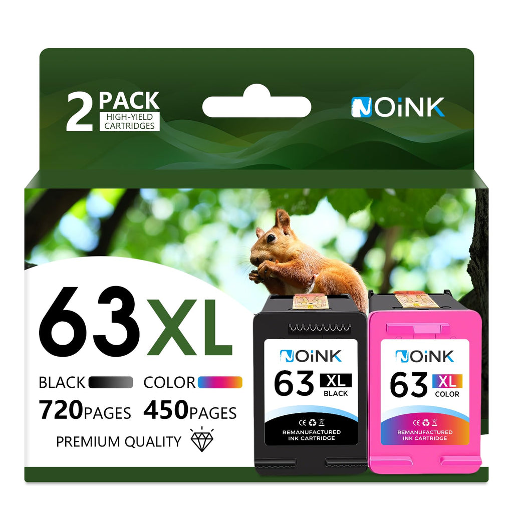63XL Ink Cartridges Black and Color Combo Pack High Yield Replacement for HP 63XL,Compatible with HP OfficeJet, Envy & DeskJet Printers, OfficeJet 3830 Envy 4520 DeskJet 3630,1Black 1Tri-Color