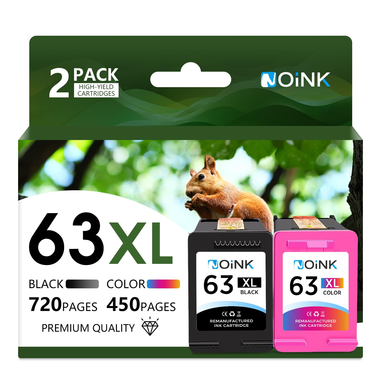 63XL Ink Cartridges Black and Color Combo Pack High Yield Replacement for HP 63XL,Compatible with HP OfficeJet, Envy & DeskJet Printers, OfficeJet 3830 Envy 4520 DeskJet 3630,1Black 1Tri-Color