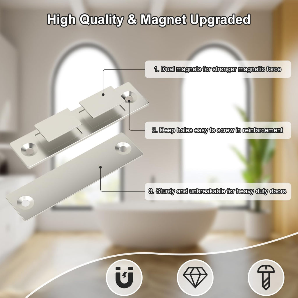 Cabinet Door Magnets Jiayi 4 Pack Magnetic Door Catches Ultra Thin Cupboard Magnets Dual Magnets Catch Latches Cabinet Magnets for Furniture Closet Cupboard Door Closing Magnetic Latch Door Closure