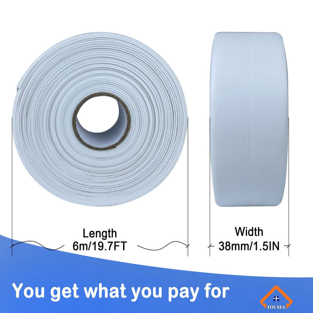 White Caulk Tape for Bathtub Self Adhesive,1.5" x 19.7Ft sealant caulk Caulk Strip Caulking Sealing Tape for Kitchen Countertop,Bathroom,Toilet,and Bathtub Floor Wall Edge Protector