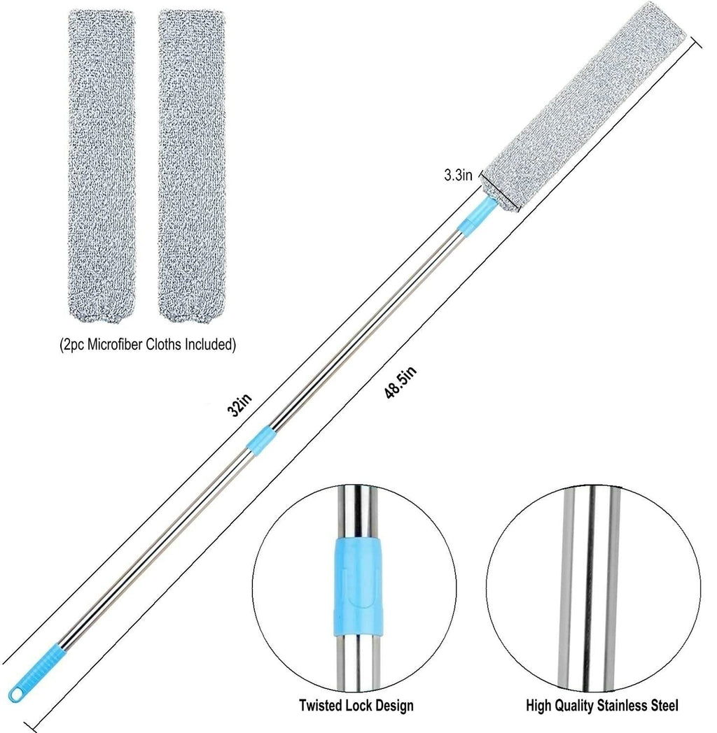 Retractable Gap Dust Cleaner Under Appliance Microfiber Duster Dust Brush with Extension Pole (36 to 55 inches) Cleaning Duster for Bed High Ceilings Furniture Bottom Household Gap Duster