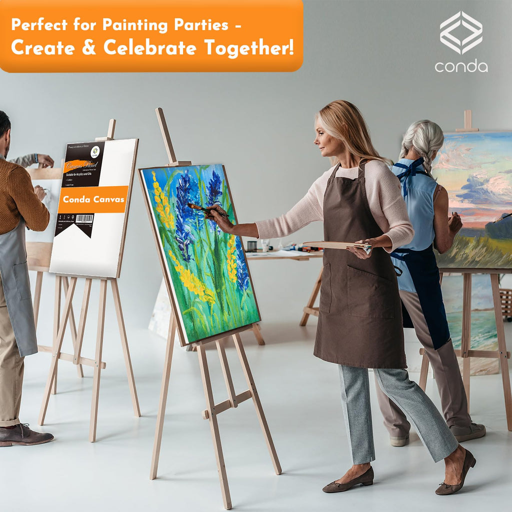 CONDA Canvas Boards for Painting, 8 x 10 inch, 12 Pack, 100% Cotton Canvas Panels, White Blank Canvases, Primed, Acid-Free, Artist Quality for Acrylic, Pouring Watercolor & Oil Painting