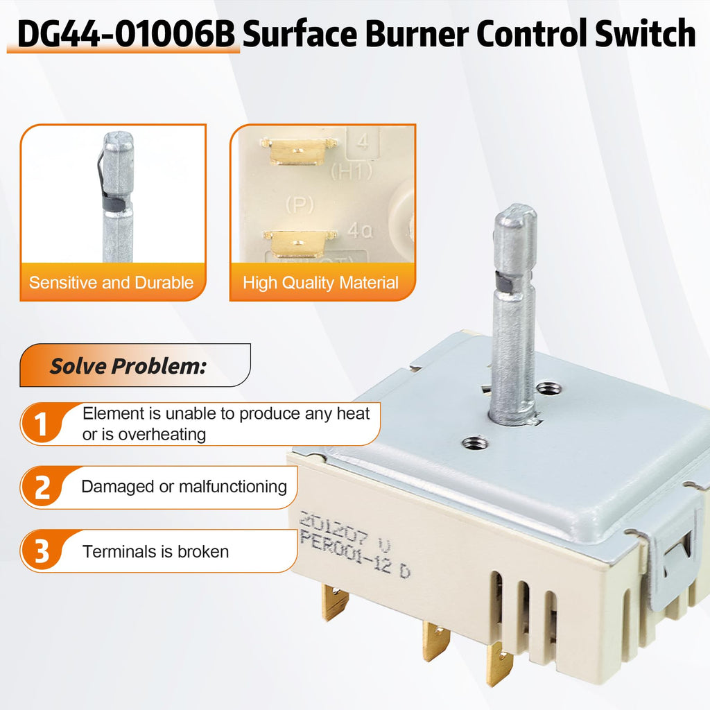 DG44-01006B Range Dual Surface Element Switch Replacement Numbers: AP6037530, PS11771631, EAP11771631 Part Number: PD00035203 Compatible with Samsung