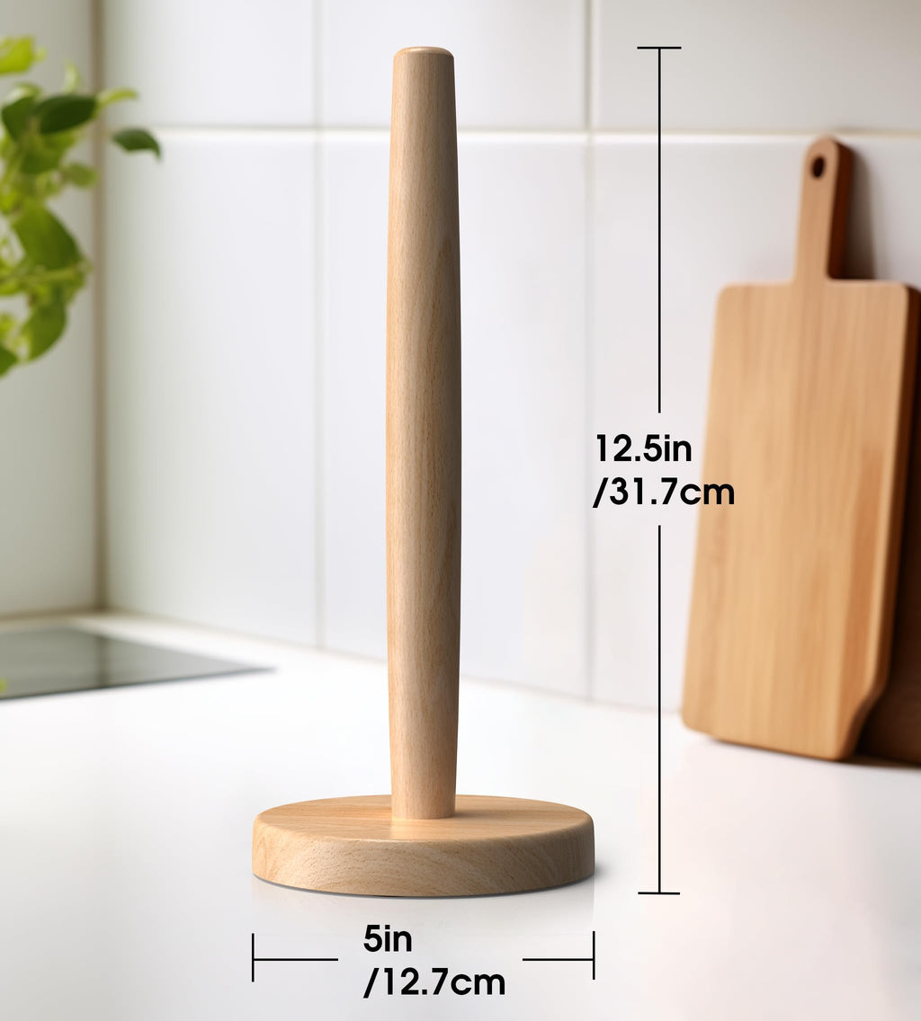 CHAUNCEY HOME Wooden Paper Towel Holder Stand - Kitchen Paper Hanger Rack Bathroom Towel Roll Stand Organizer Simply Standing Countertop Paper Roll Holder