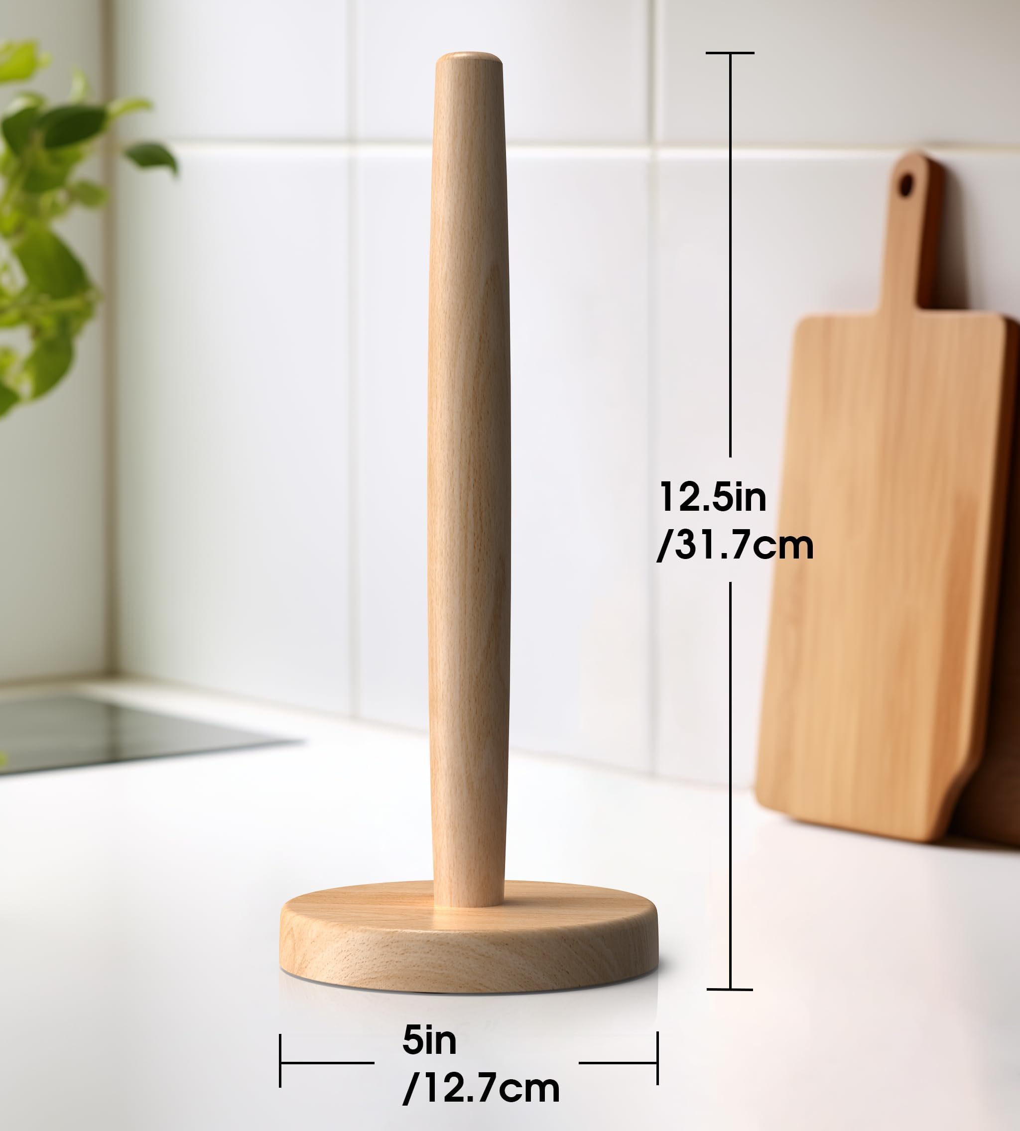CHAUNCEY HOME Wooden Paper Towel Holder Stand - Kitchen Paper Hanger Rack Bathroom Towel Roll Stand Organizer Simply Standing Countertop Paper Roll Holder