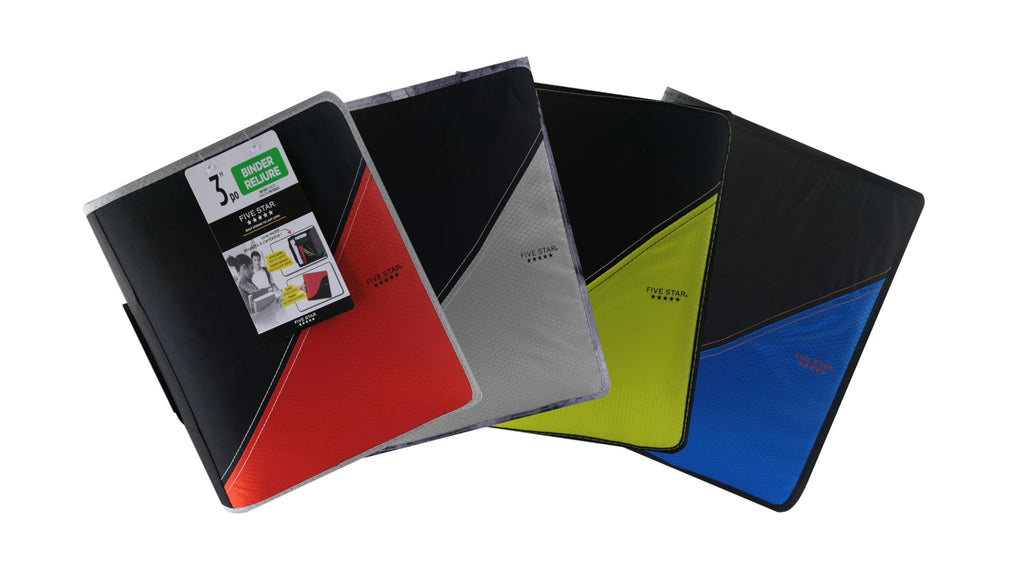 Five Star 3-inch Zipper Binder With Handle, 12-4/5 X 12-1/5 Inches, Assorted Colours. 1 Binder, Colour May Vary (28018)