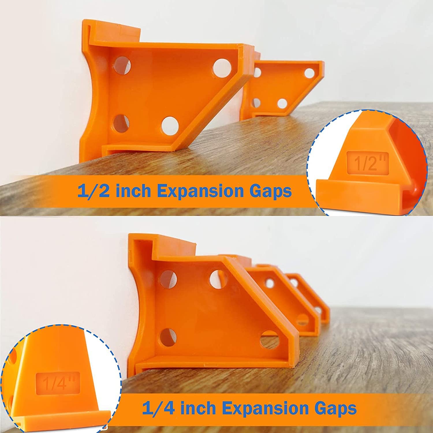 DSHTP 20 Pack Flooring Spacers Installation Tool with 1/4’’& 1/2’’ Gap Laminate Wood Flooring Tools, Special Triangle Stay in Place, Compatible Vinyl Plank, Hardwood & Floating Floor Installation