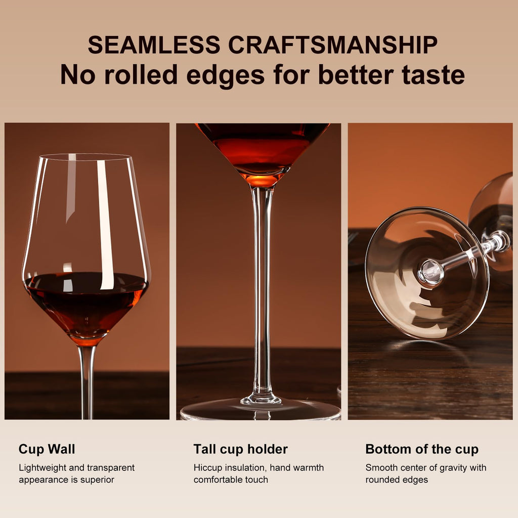 AMYOOLE Red Wine Glasses Set of 4,15 oz Lead-Free Crystal Clear Wine Glass, Hand-Blown Italian White Wine Glass, Great Gift Packaging