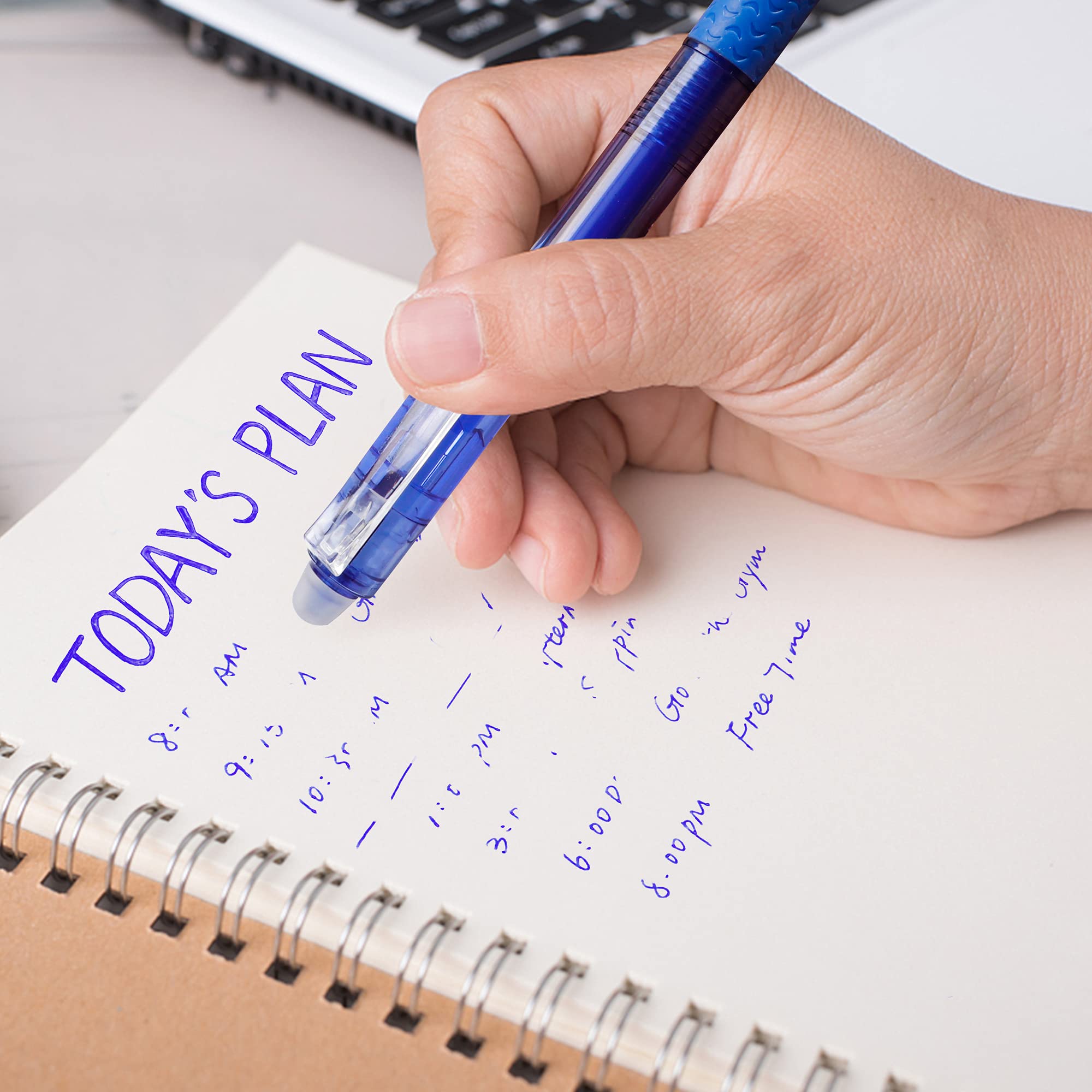 Lineon Erasable Gel Pens, 15 Pack Blue Retractable Erasable Pens Clicker, Fine Point, Make Mistakes Disappear, Blue Ink for Writing Planner and Crossword Puzzles