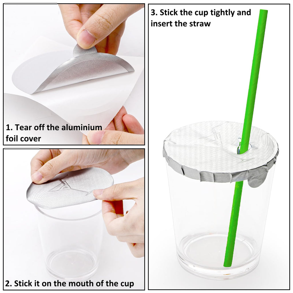 Peohud 100 Pack Drink Cover, 4 Inch Disposable Drink Protective Cap, Drink Covers for Protection Women, Adhesive Drinking Glasses Covers Drink Protector Stickers, Fits Most Cup Sizes