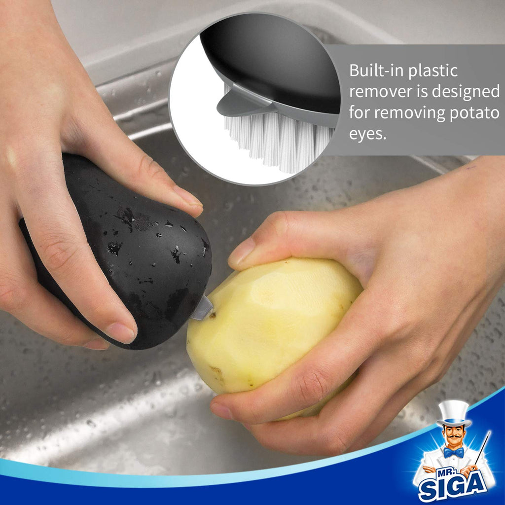 MR.SIGA Fruit and Vegetable Cleaning Brush, Pack of 2, Black