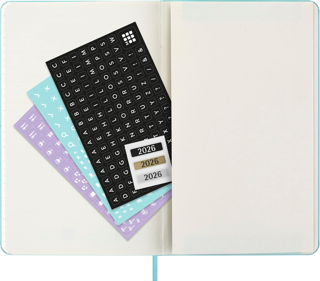 Moleskine Classic 12 Month 2026 Weekly Planner, Hard Cover, Large (5" x 8.25"), Aquamarine, 144 pages