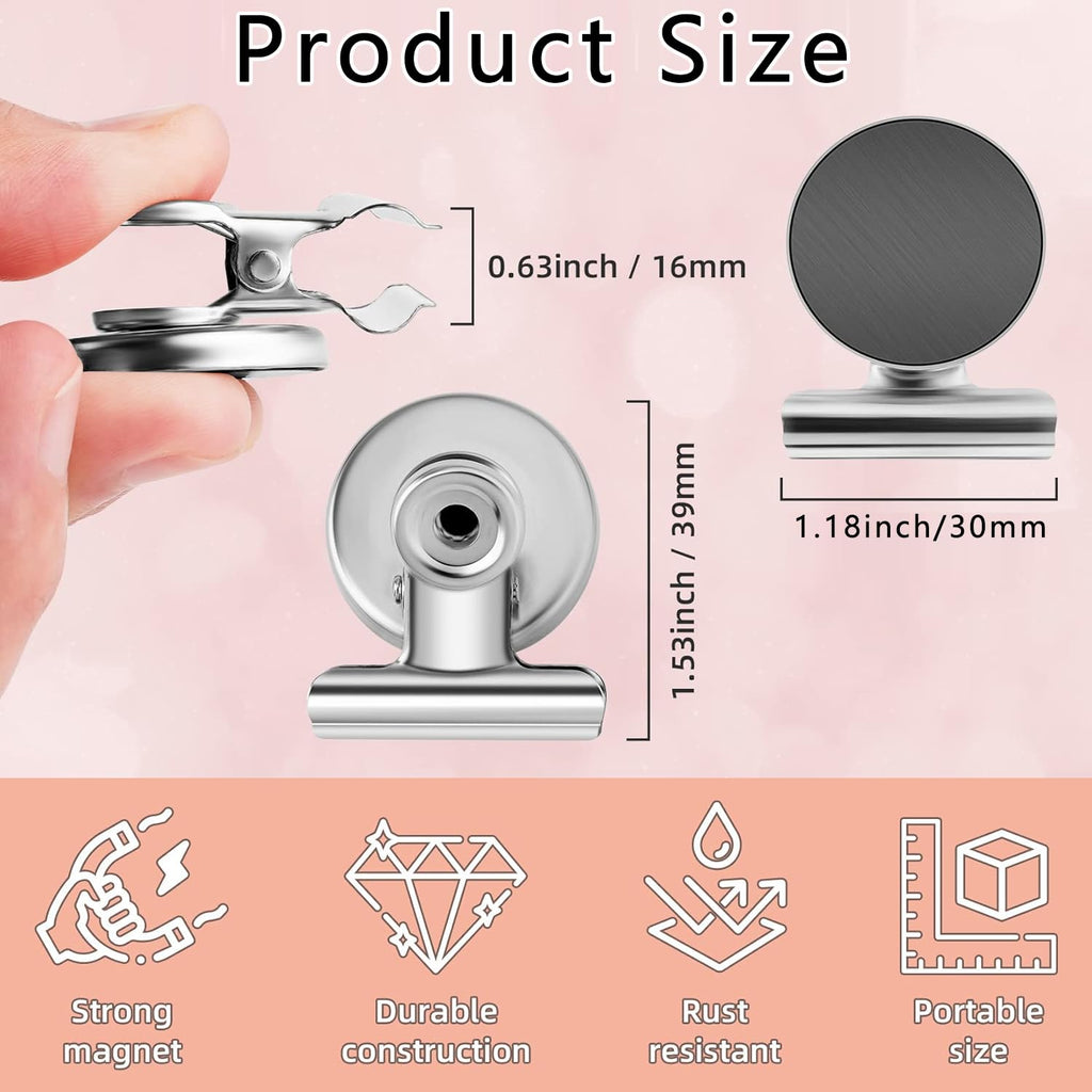 BEANPRECOY 25 Pcs Magnetic Clips, Strong Refrigerator Hooks for Home, Office, School - Fridge and Whiteboard Magnets (Silver)