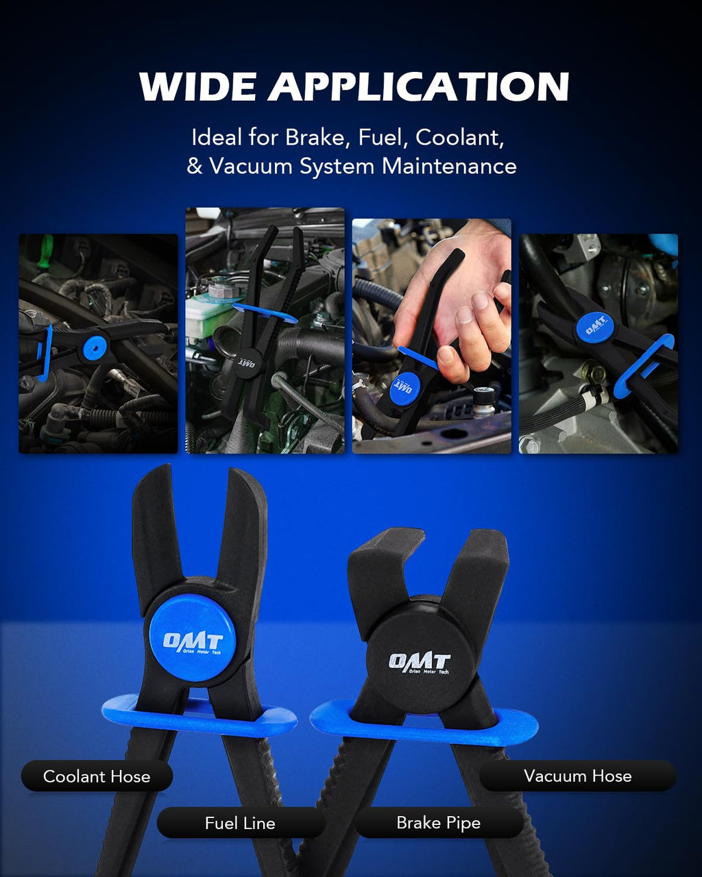 Orion Motor Tech 6-Piece Long Reach Hose Pinch Off Pliers Set for Flexible Brake, Fuel, Coolant Hoses Maintenance With Straight and 90° Options