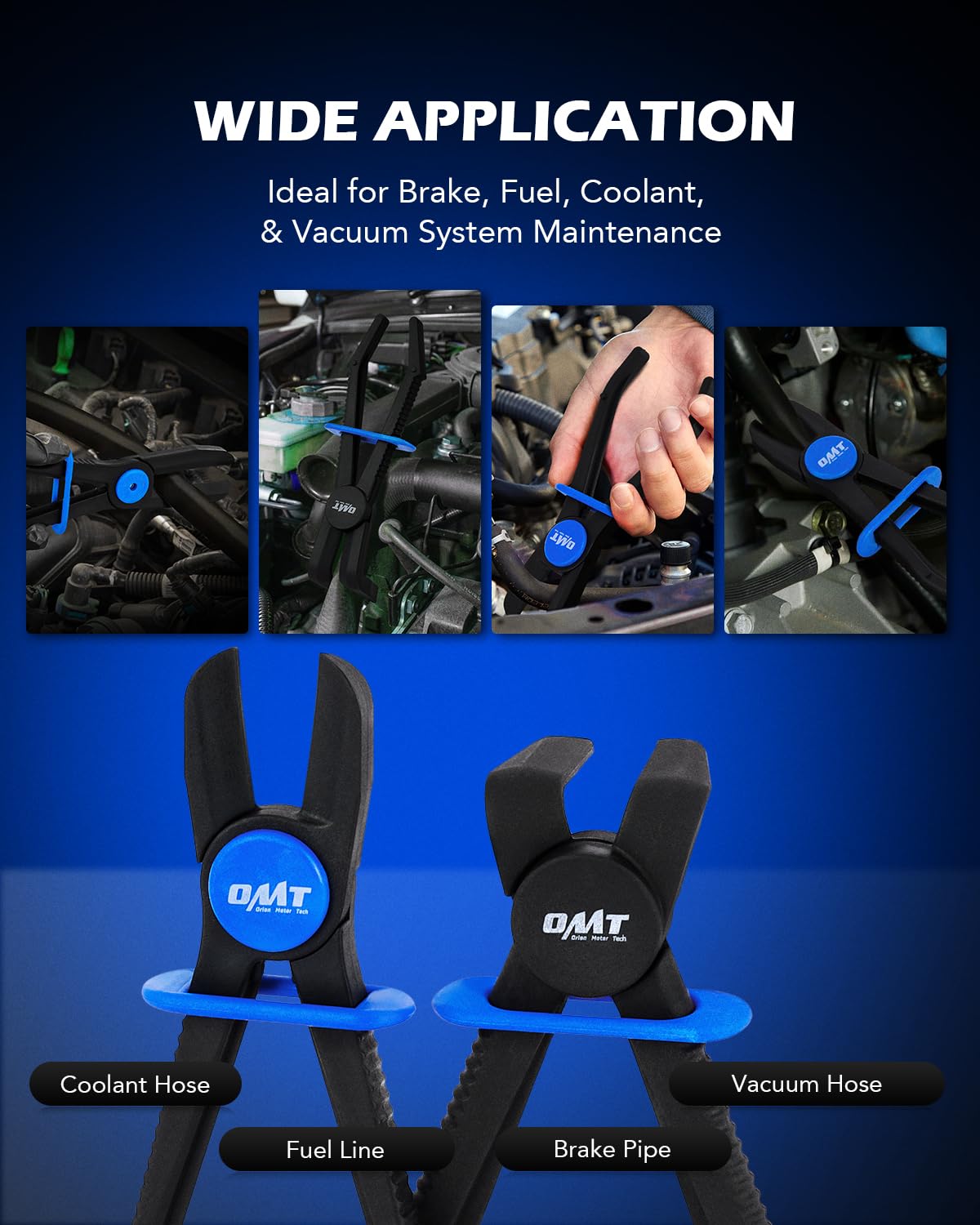 Orion Motor Tech 6-Piece Long Reach Hose Pinch Off Pliers Set for Flexible Brake, Fuel, Coolant Hoses Maintenance With Straight and 90° Options