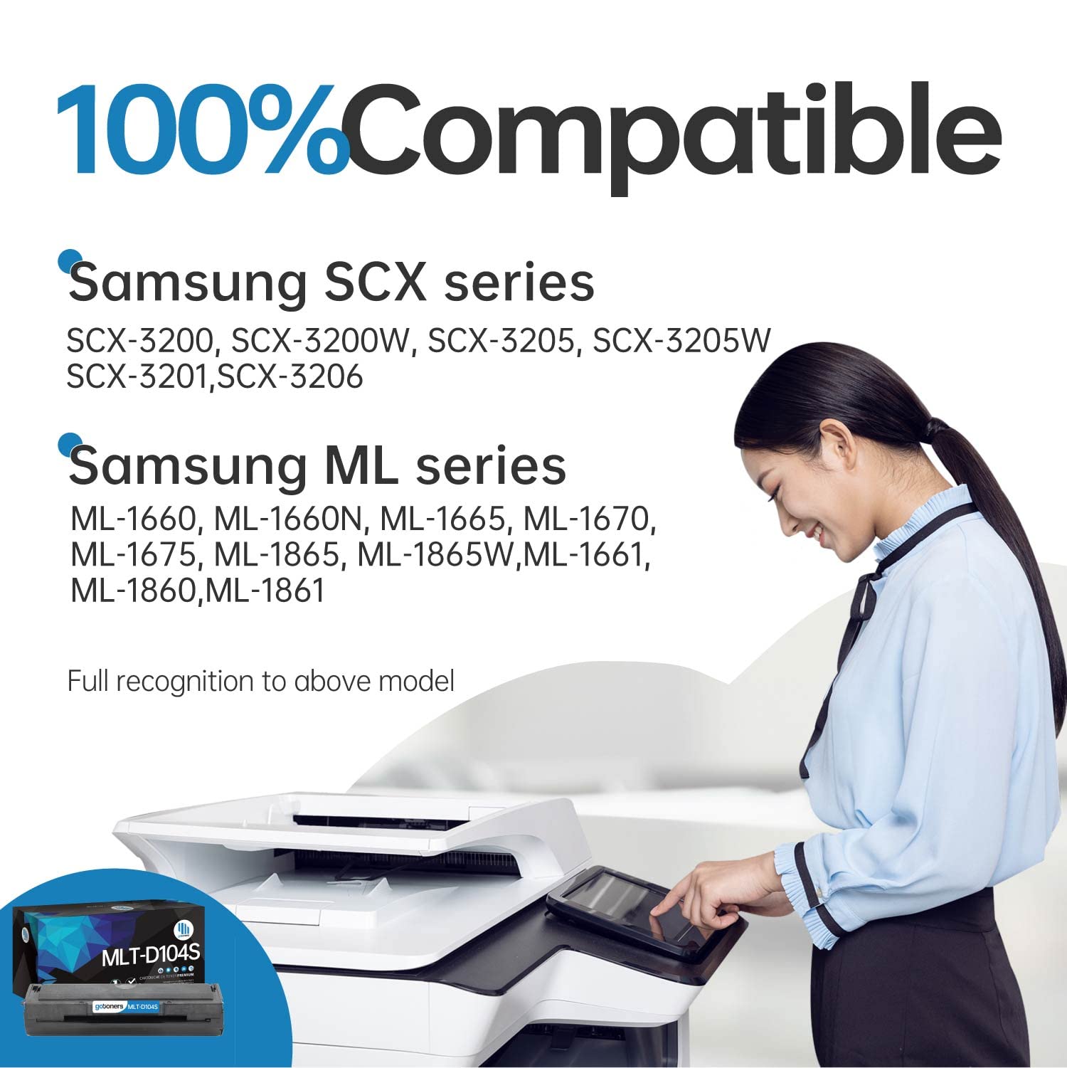 Gotoners 2PK MLT-D104S D104S Toner for Samsung SCX-3200 ML-1865 ML-1670 ML-1660 ML-1665 SCX-3205 SCX-3205W ML-1667 ML-1671 ML-1675 ML-1676 ML-1677 ML-1867 SCX-3207
