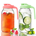 AsstarJTK 2 Pack Glass Mason Jar Pitcher - 64 oz/2 Quart Wide Mouth Jug with Lid and Pour Spout, Airtight Seal, Leak Proof Iced Tea Pitcher for Sun Tea, Juice, Breast Milk, Cold Beverages, Coffe