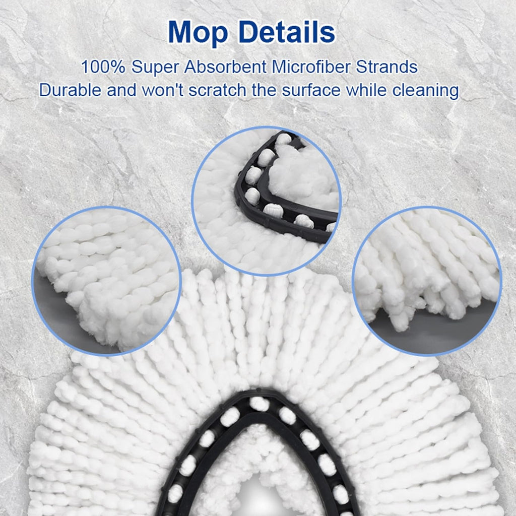 6 Pack White Easywring Microfiber Mop Head 1 Rotating Mop Base Compatible with O-Ceda EasyWrin Mop Heads Refills ,Spin Mop replacement heads For Easy House Cleaning Floor Mopping