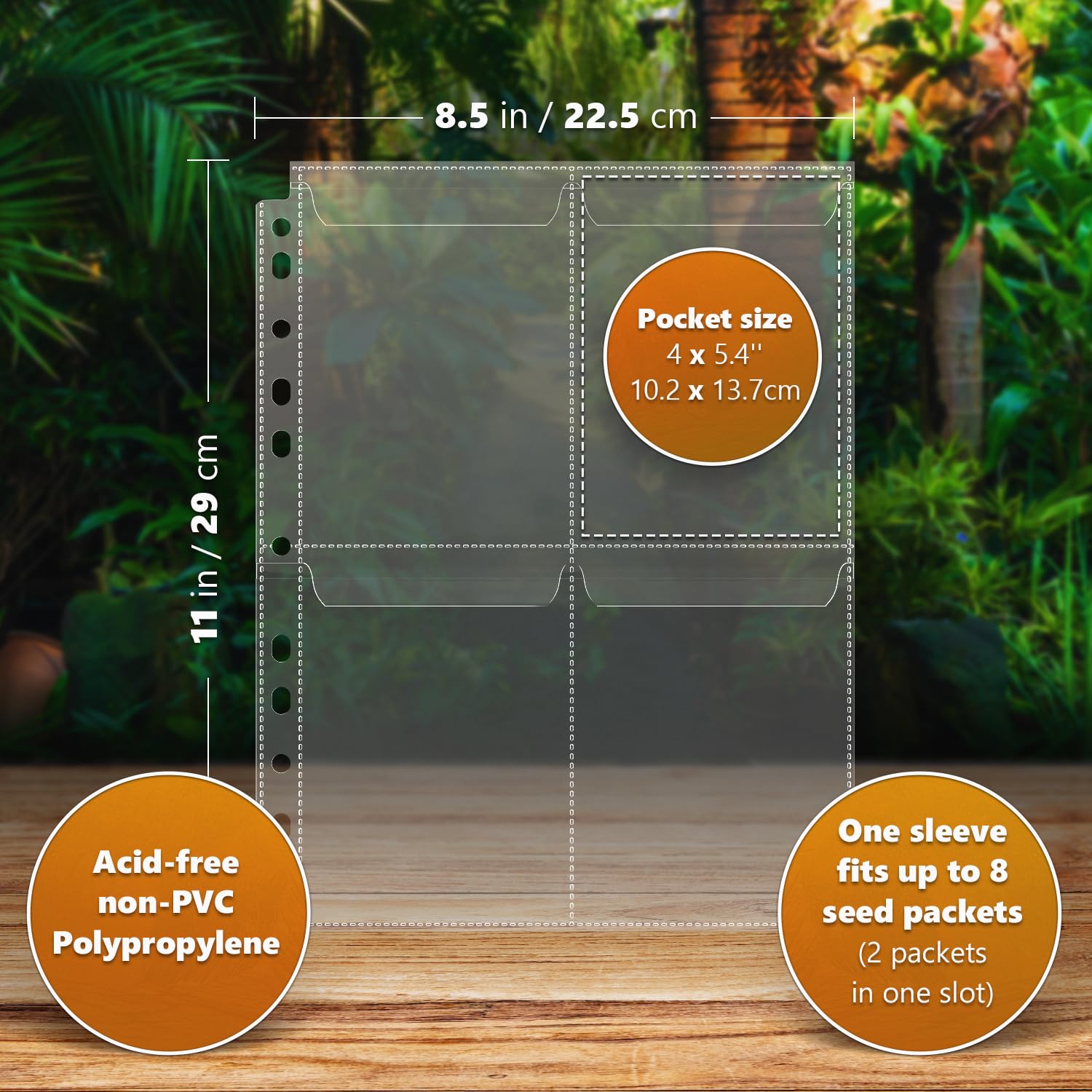 160 Pockets Spill-Proof Top Closure Seed Storage Organizer Sleeves (40 Pack) Heavy Duty 4 Pocket Garden Seed Organizer, Slot Size 3.5x5 Clear Sleeves for Seed Packet Storage, Seed Keeper, Seed Binder