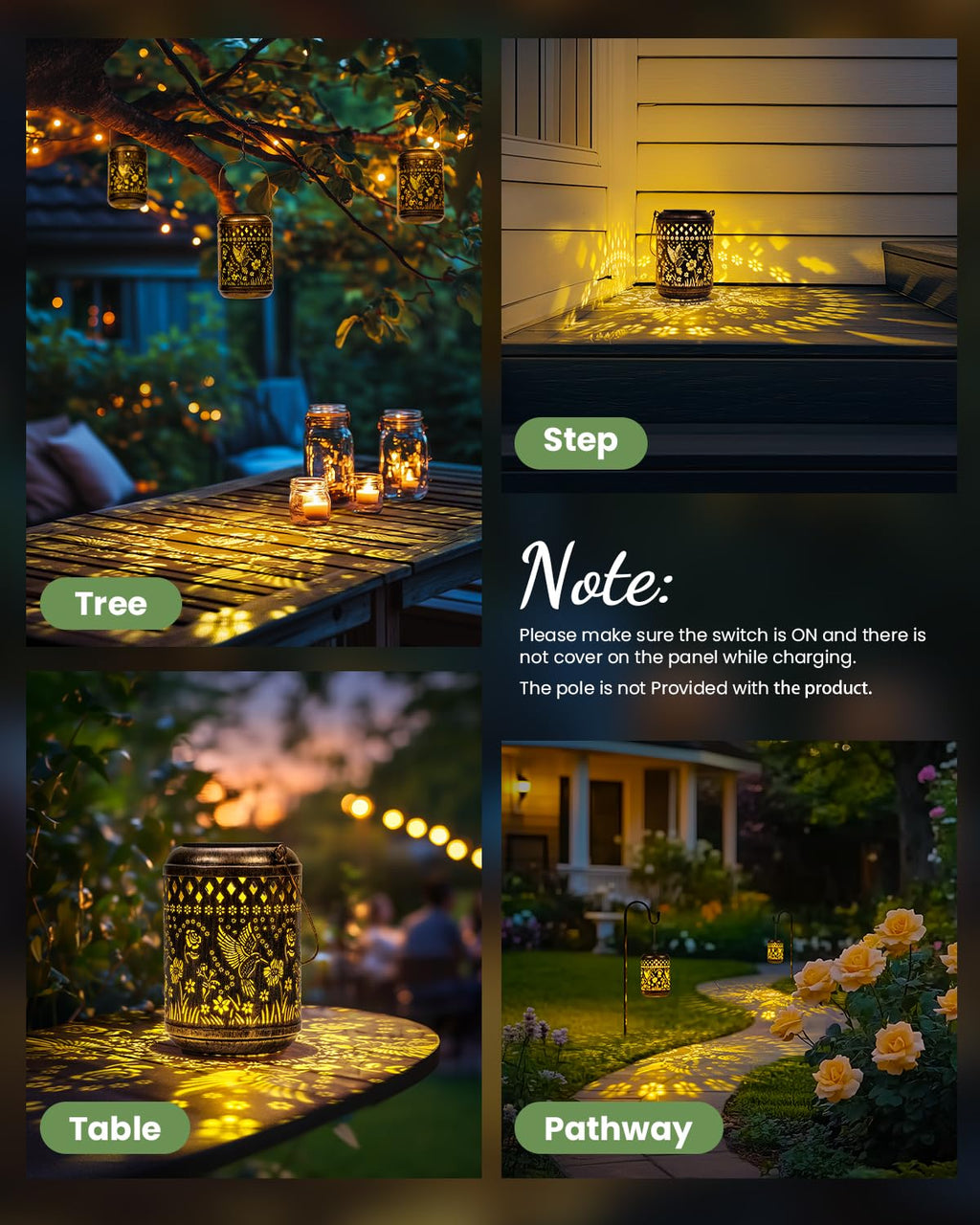 SUNCKET Solar Lanterns Outdoor Hanging Waterproof,Hummingbird Garden Decor Gifts for Women Mom, Solar Lights Metal Decoration Outside for Yard, Patio,Garden,Backyard,Porch