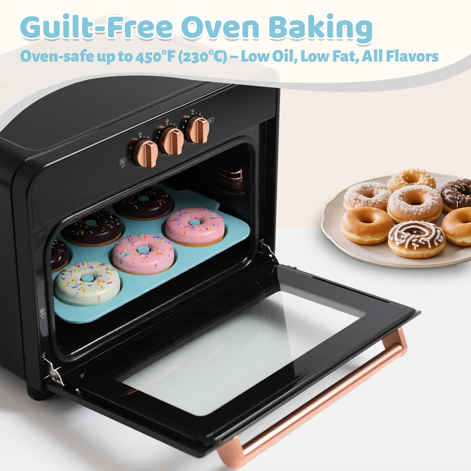 Toeusog Nonstick Silicone Donut Pan: 3.5 Inch Large Donut Mold with Metal Frame - Bagel Doughnut Pan for Baking Gluten Free Glazed Vegan - for Oven Housewife Home Baker Baking Lovers (Green & Beige)