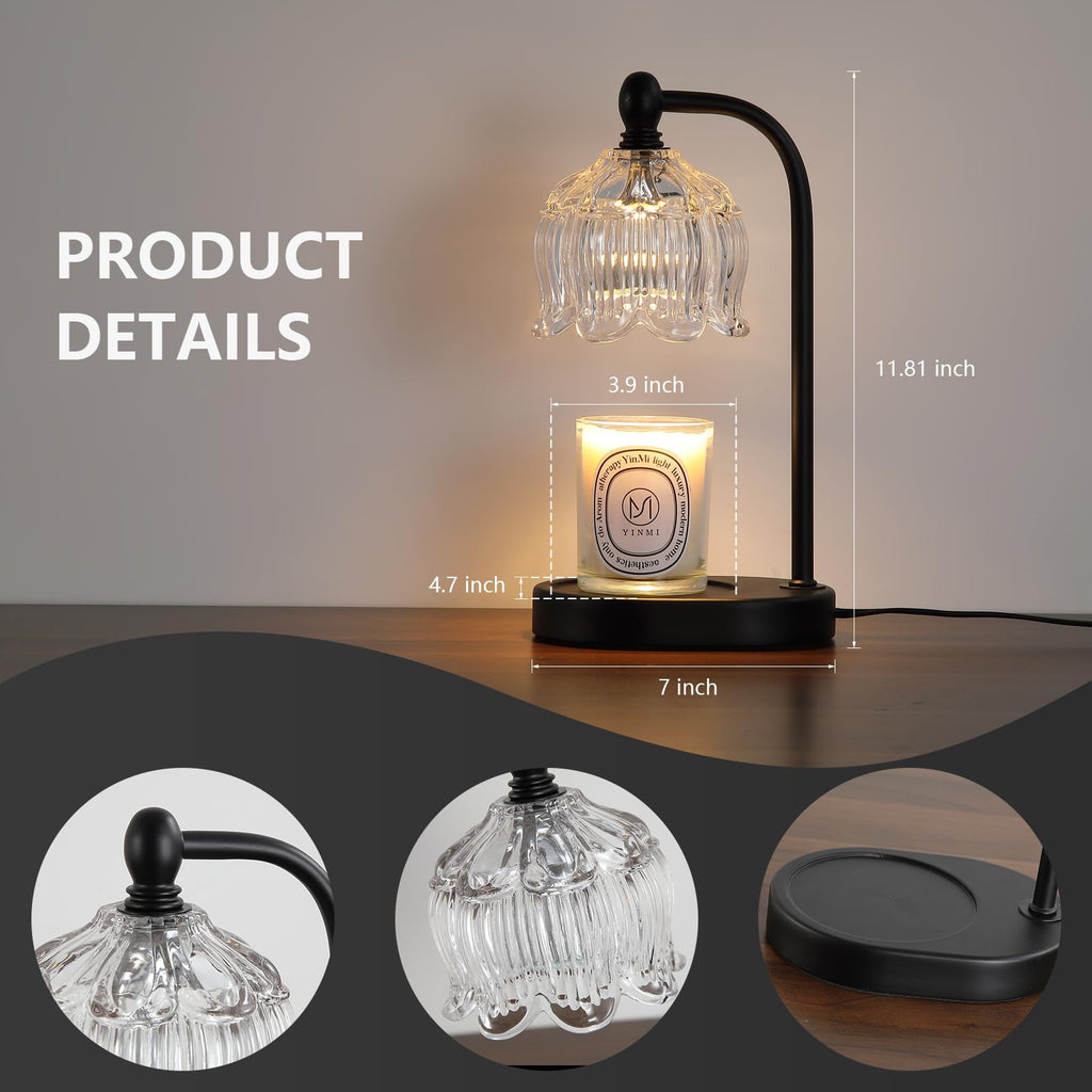 Electric Candle Warmer Lamp with Timer and Dimmer,Flameless Wax Black Melt Warmer with 2 Bulbs for Jar Candles,House Warming Gifts New Home Decor for Mothers Day Gifts Birthday Gift
