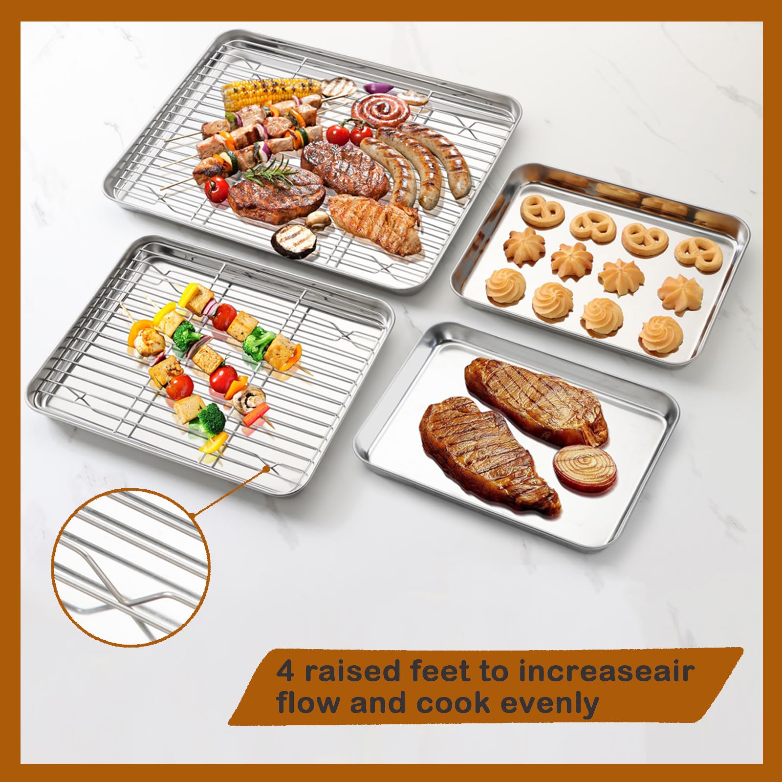 Baking Sheet with Rack Set (1 Sheet + 1 Rack), HaWare Stainless Steel Cookie Sheet for Oven Baking, 16”x12” Baking Pan Tray with Cooling Rack, Non Toxic & Heavy Duty, Dishwasher Safe
