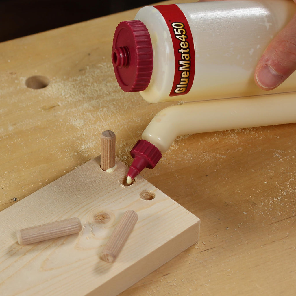 Milescraft 5223 Glue Mate 450-15oz. (450ml) Precision Wood Glue Bottle - Anti-Drip - Dowel and Biscuit Tips Included - Easy Flow Multi-Chamber Design - Ideal for Woodworking