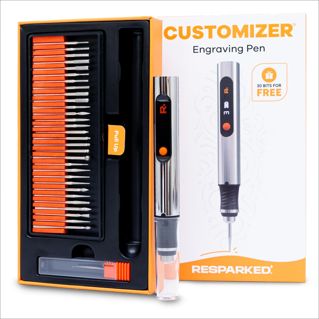 Resparked Customizer Engraving Pen: Ultimate Cordless Portable for Artists & DIYers - Engrave 50+ Surfaces - Beginner Friendly - Rechargeable - Free 30 Bits & Mastery Guide