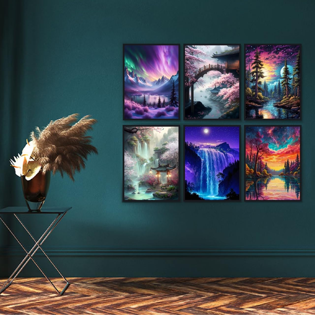 9 Pack Diamond Painting Kits for Adults, 5D Landscape Diamond Art Painting Kits for Adults Beginner, Adult Diamond Art, DIY Aurora Full Drill Diamond Dots for Home Wall Decor 12X16 Inch
