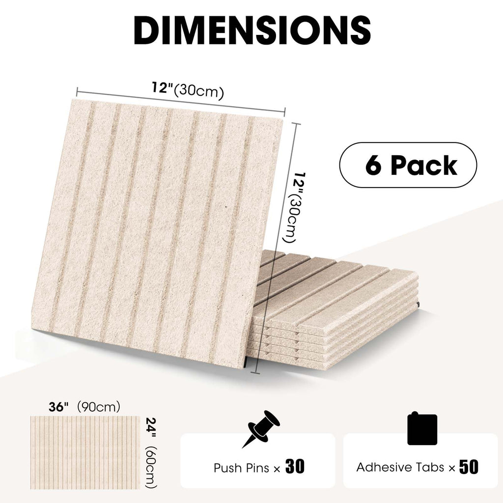 MQAAUP Large Cork Board for Walls 36" x 24", 6 Pack 12"X12"Felt Bulletin Board Tiles with 50 Adhesive Tabs, Cork Board Alternative for Office Decor, Push Pin Board Wall Organizer-Oatmeal