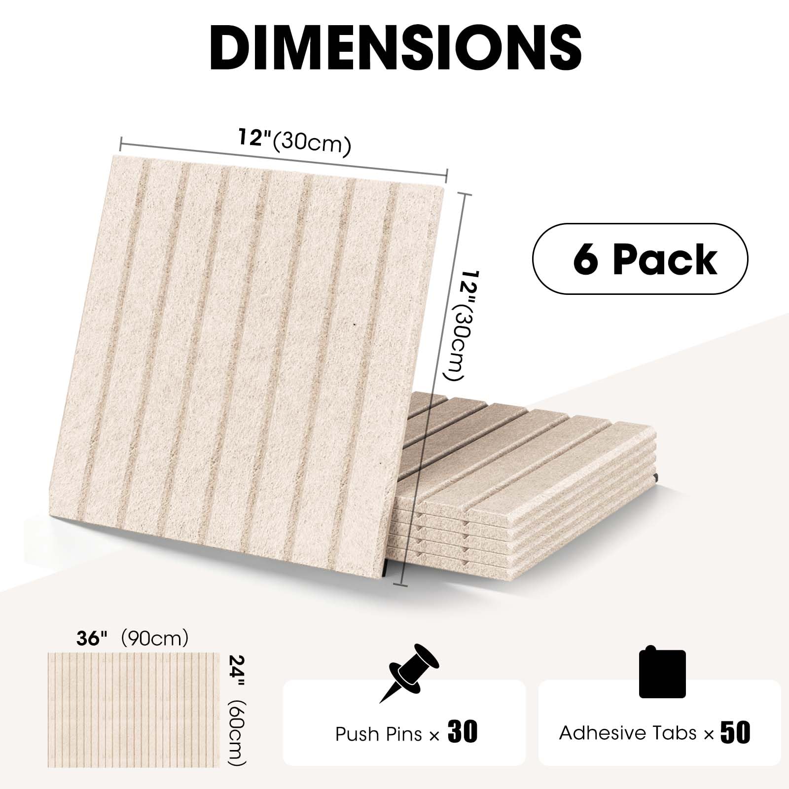 MQAAUP Large Cork Board for Walls 36" x 24", 6 Pack 12"X12"Felt Bulletin Board Tiles with 50 Adhesive Tabs, Cork Board Alternative for Office Decor, Push Pin Board Wall Organizer-Oatmeal