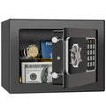 KABISAFE Safe Box 0.3 Cubic Feet, Small Safe with Digital Keypad and Key, Anti Theft Safe for Jewelry Watch Cash, Personal Money Safe for Home (Black)