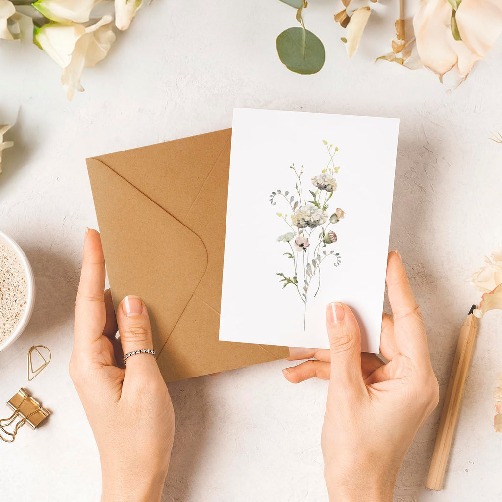 Blank Greet Cards, 32 Pack Blank Cards and Envelopes, Beautiful Blank Note Cards, Perfect Stationary Set For All Occasions, 8 Assorted Floral Designs, 4" x 6"