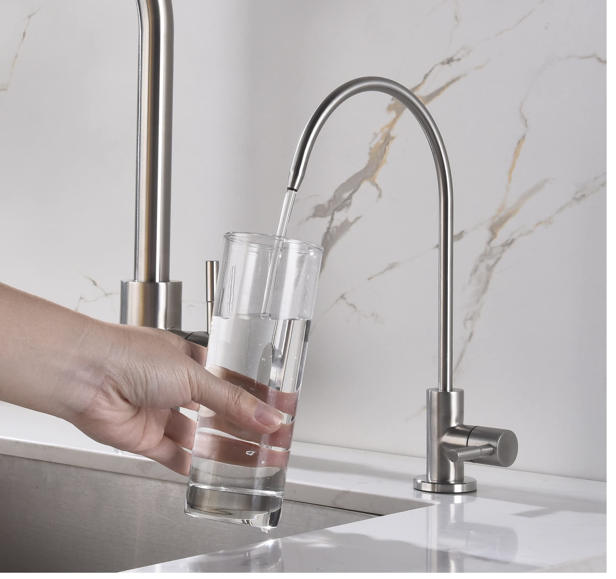 Apaix Drinking Water Faucet Brushed Stainless Steel, Kitchen Water Purifier Faucet Brushed Nickel for Non-Air Gap Reverse Osmosis Water Filtration System