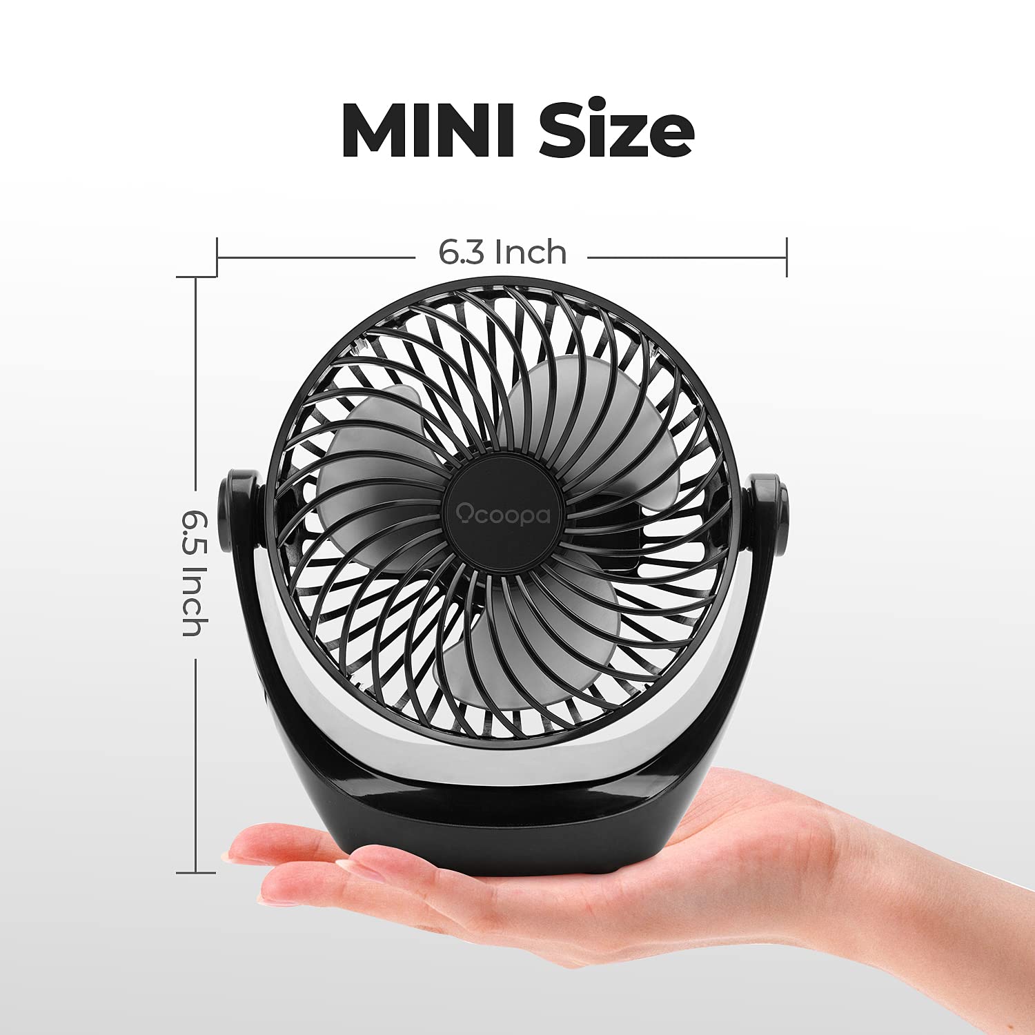OCOOPA Small USB Desk Fan Table Fan 5'' with Strong Airflow & Quiet Operation, Portable Cooling Mini Fan 3 Speed, 360°Rotatable Head for Home Office Bedroom Desktop