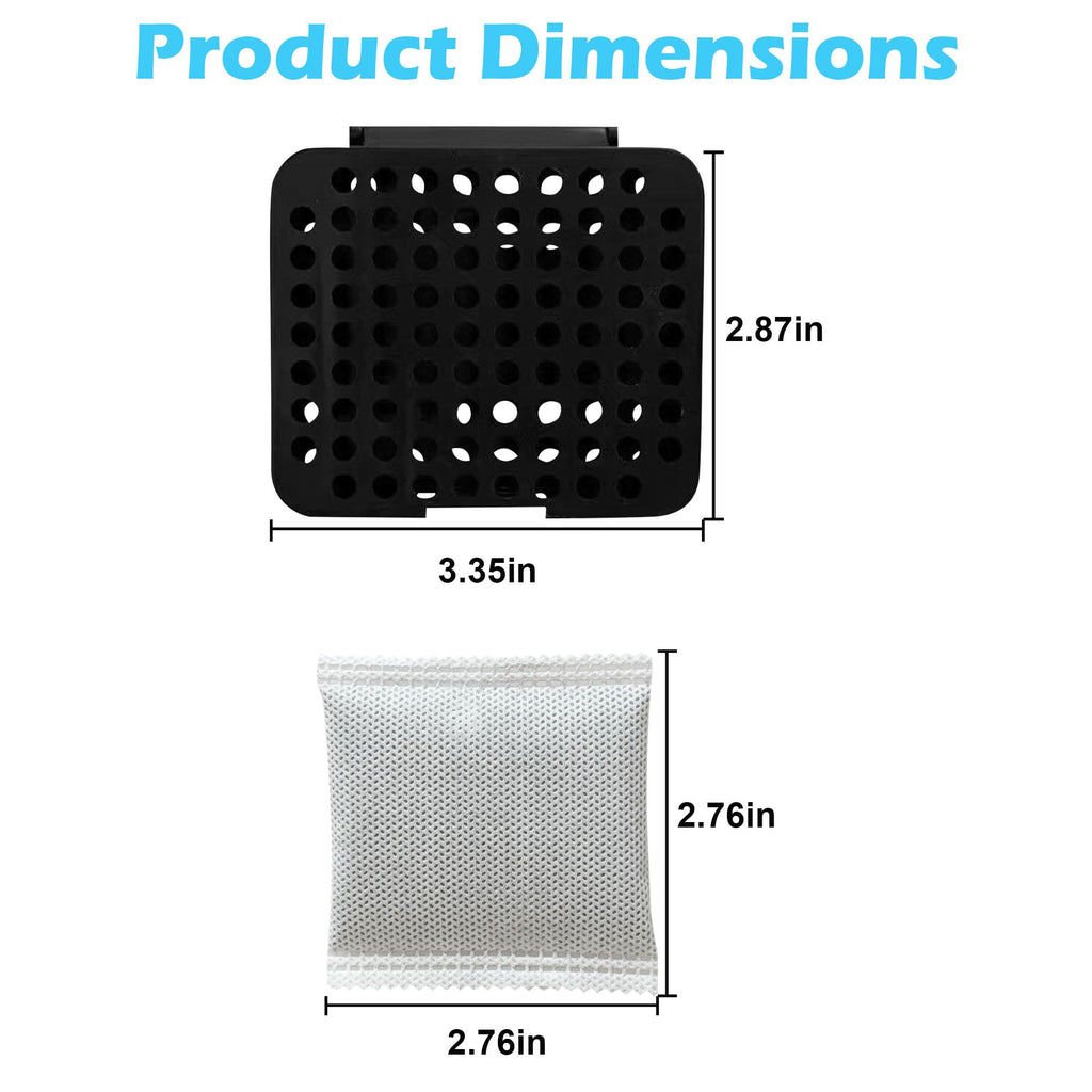 2 Pack Stick On Deodorizing Box, 12 Pack Odor Removing Refills for Trash Can, Activated Charcoal Odor Eliminator for Indoor Kitchen Trash/Diaper Pails/Wardrobe/Shoe Cabinet (Black)