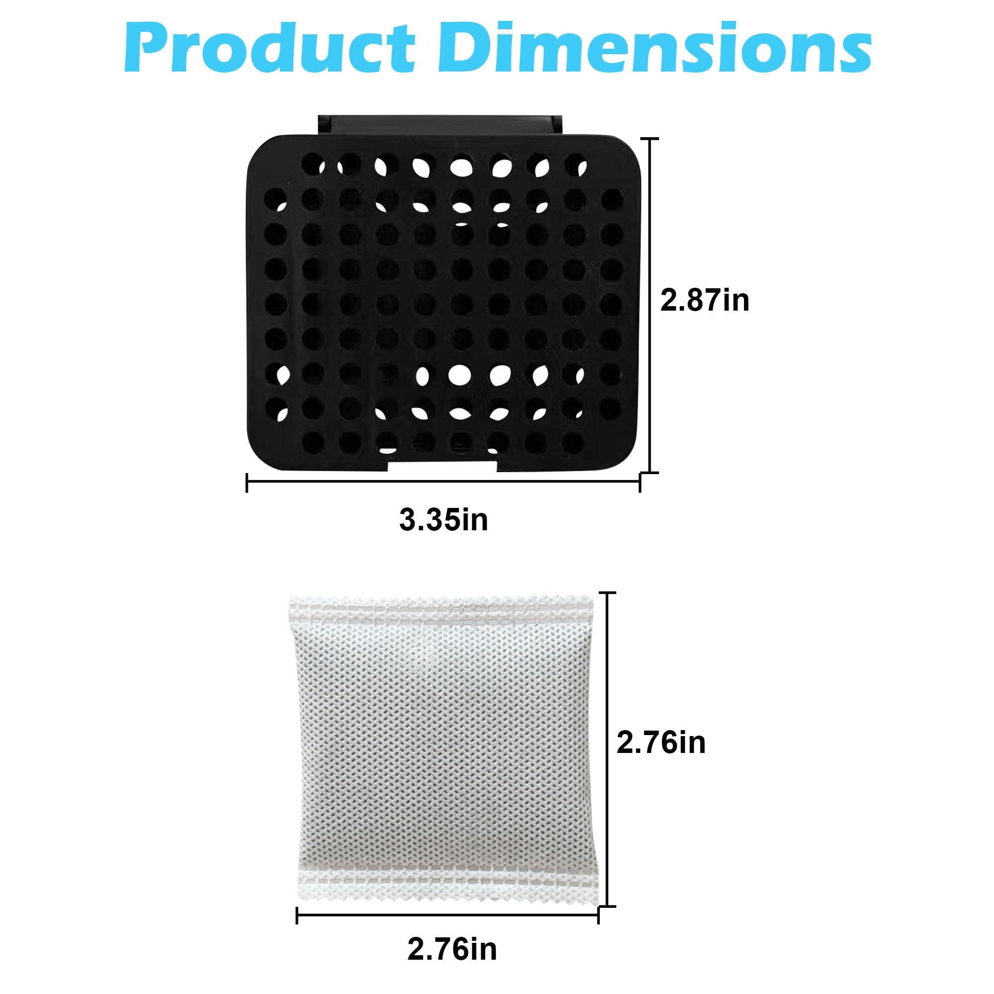 2 Pack Stick On Deodorizing Box, 12 Pack Odor Removing Refills for Trash Can, Activated Charcoal Odor Eliminator for Indoor Kitchen Trash/Diaper Pails/Wardrobe/Shoe Cabinet (Black)