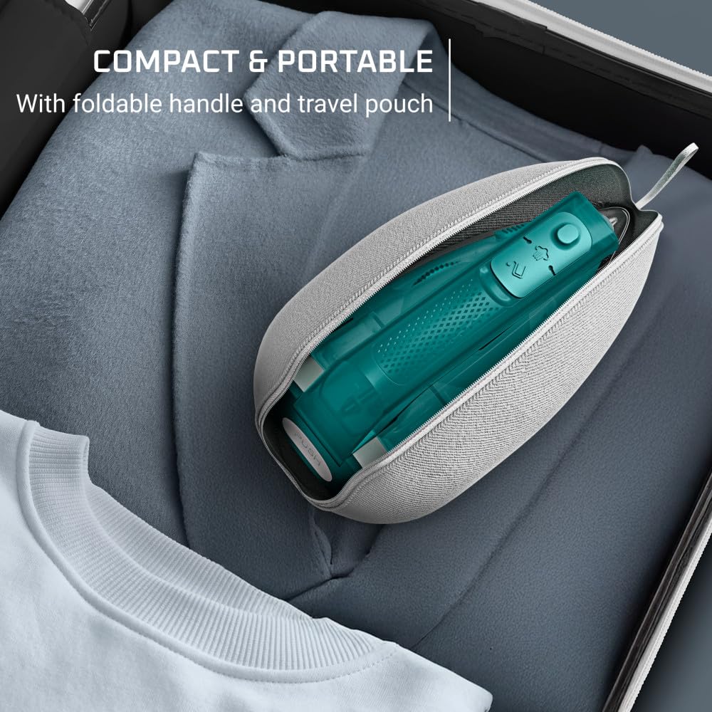 Rowenta Mini Travel Steam Iron, Compact Foldable Design, Dual Voltage (120V–240V), 65mL Water Tank, Lightweight Portable Mini Iron for Travel, Fast Heating, Vertical Steam