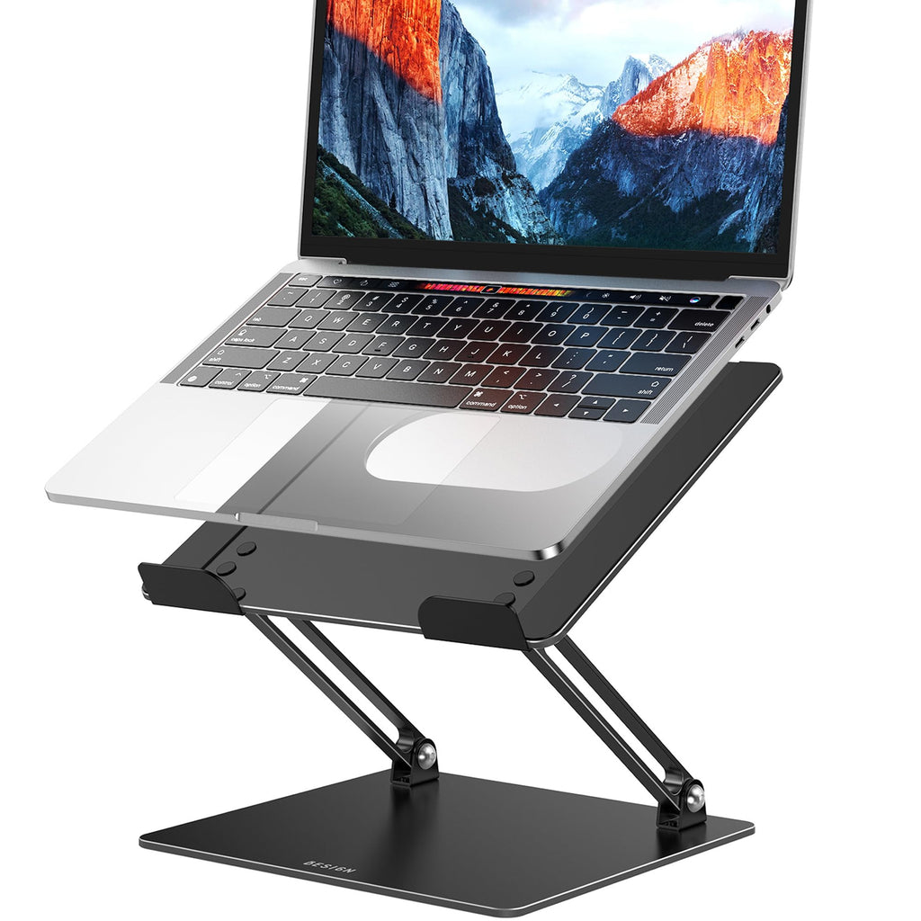 Besign LS10 Laptop Stand for Desk, Ergonomic Adjustable Notebook Tablet Stand, Riser Holder Computer Stand Compatible with Air, Pro, Dell, HP, Lenovo More 10-14" Laptops, Lapdesks (Black)
