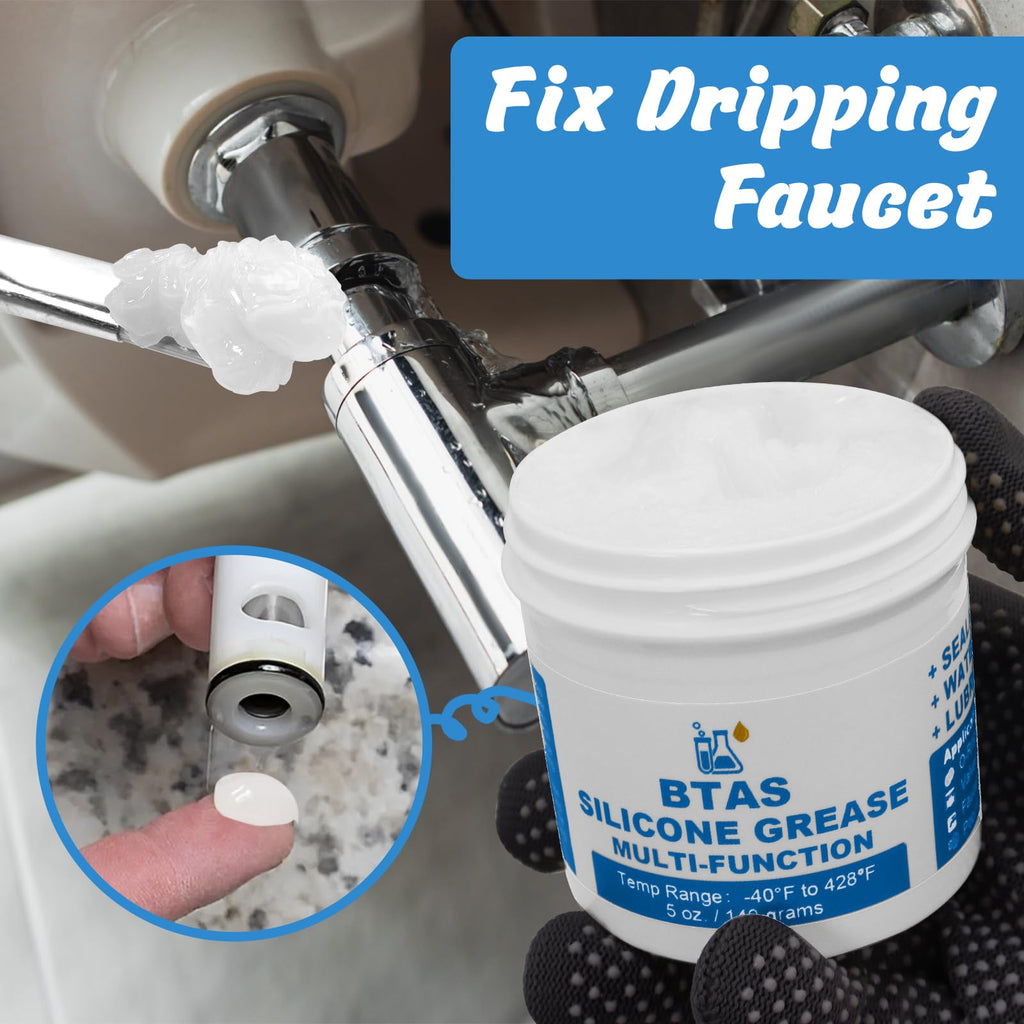 BTAS Plumber Faucet Pool Silicone Grease,O Ring Filter Rubber Gasket Lubricant Food Grade 5 oz