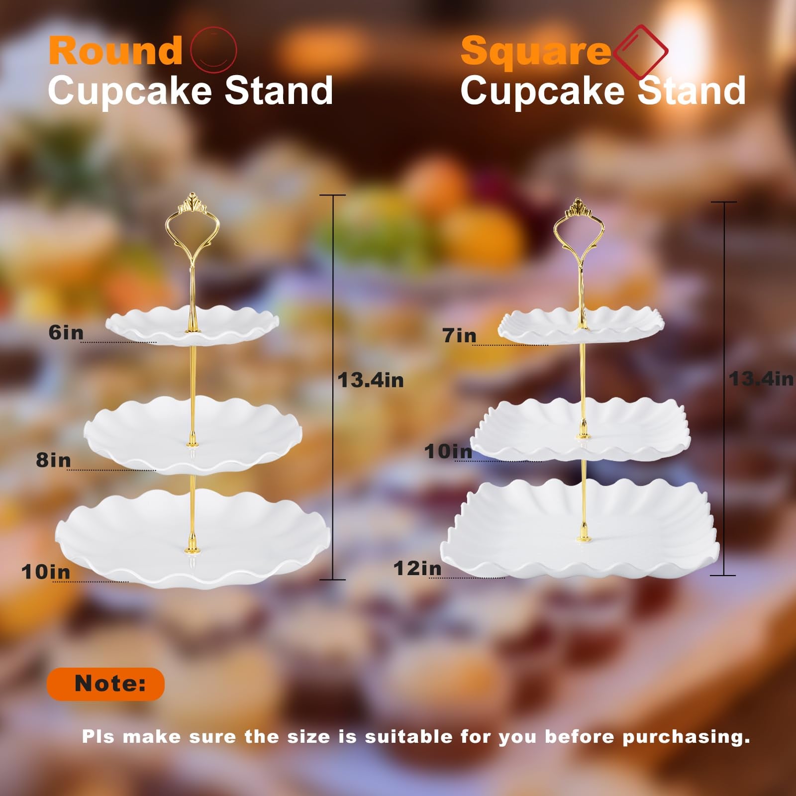 5 Pack Dessert Table Display Set, 2 Sets 3 Tier Cupcake Stand, 3 Pcs Food Serving Trays, Tiered White Plastic Cup Cake Tower for Birthday Baby Shower Wedding and Tea Party Supplies (5, Large)