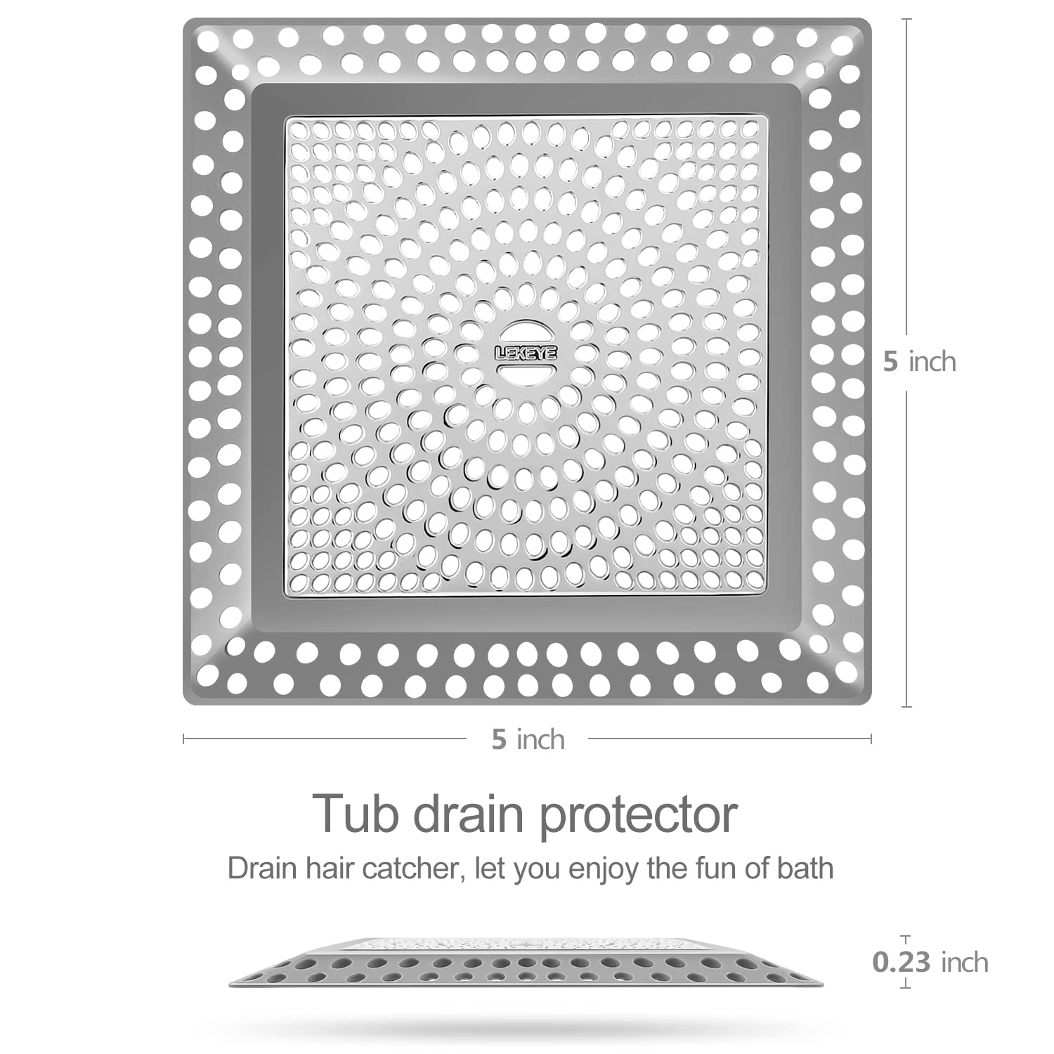 LEKEYE Shower Drain Hair Catcher | Drain Strainer | Shower Drain Cover Stainless Steel and Silicone