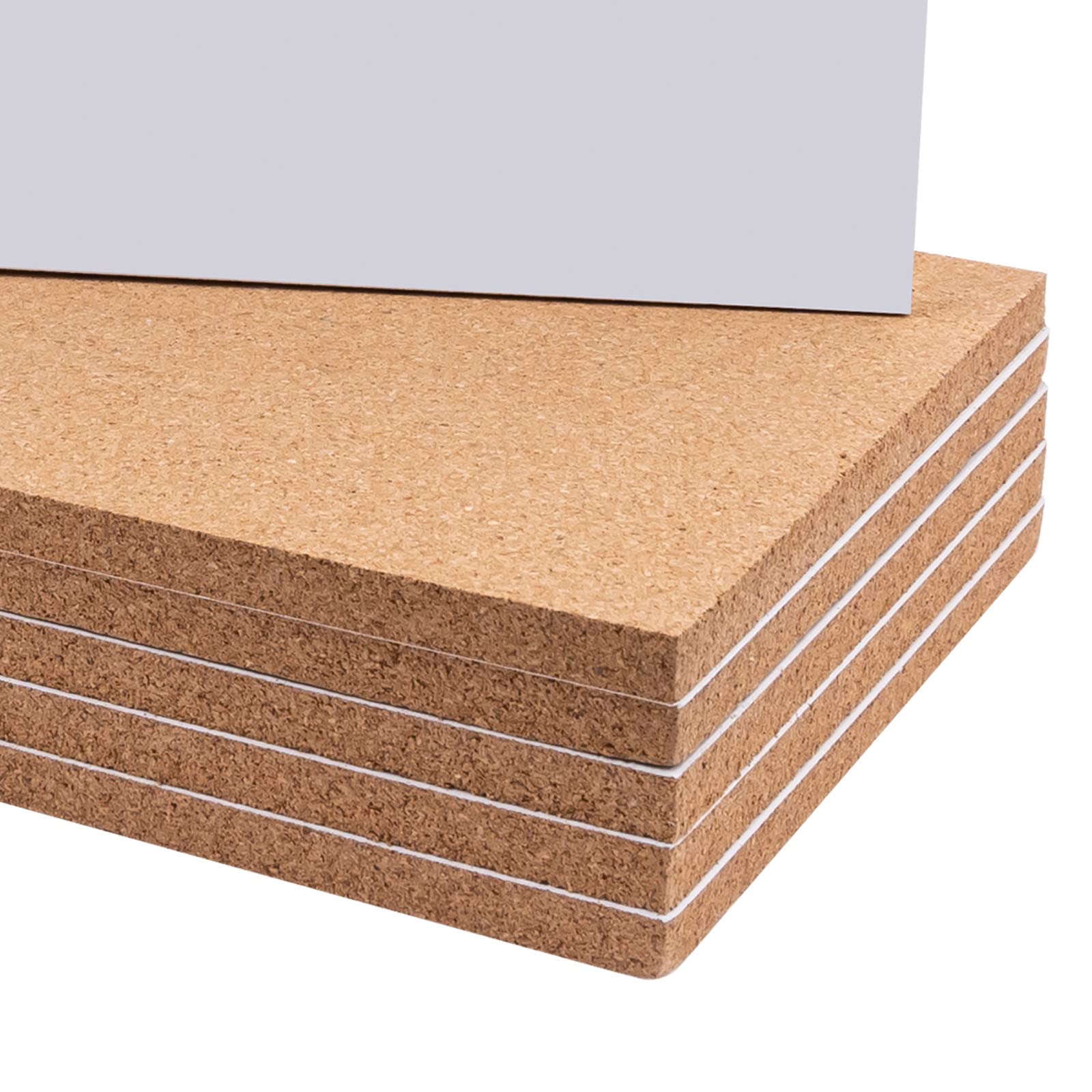 6 Pack Cork Bulletin Board,1/2" Thick Cork Boards Frameless Cork Tiles,Self-Adhesive Corkboards Wall Decor Cork Board Tiles with 50 PCS Pushpins for Office, School and Home(17 x 8 Inch)